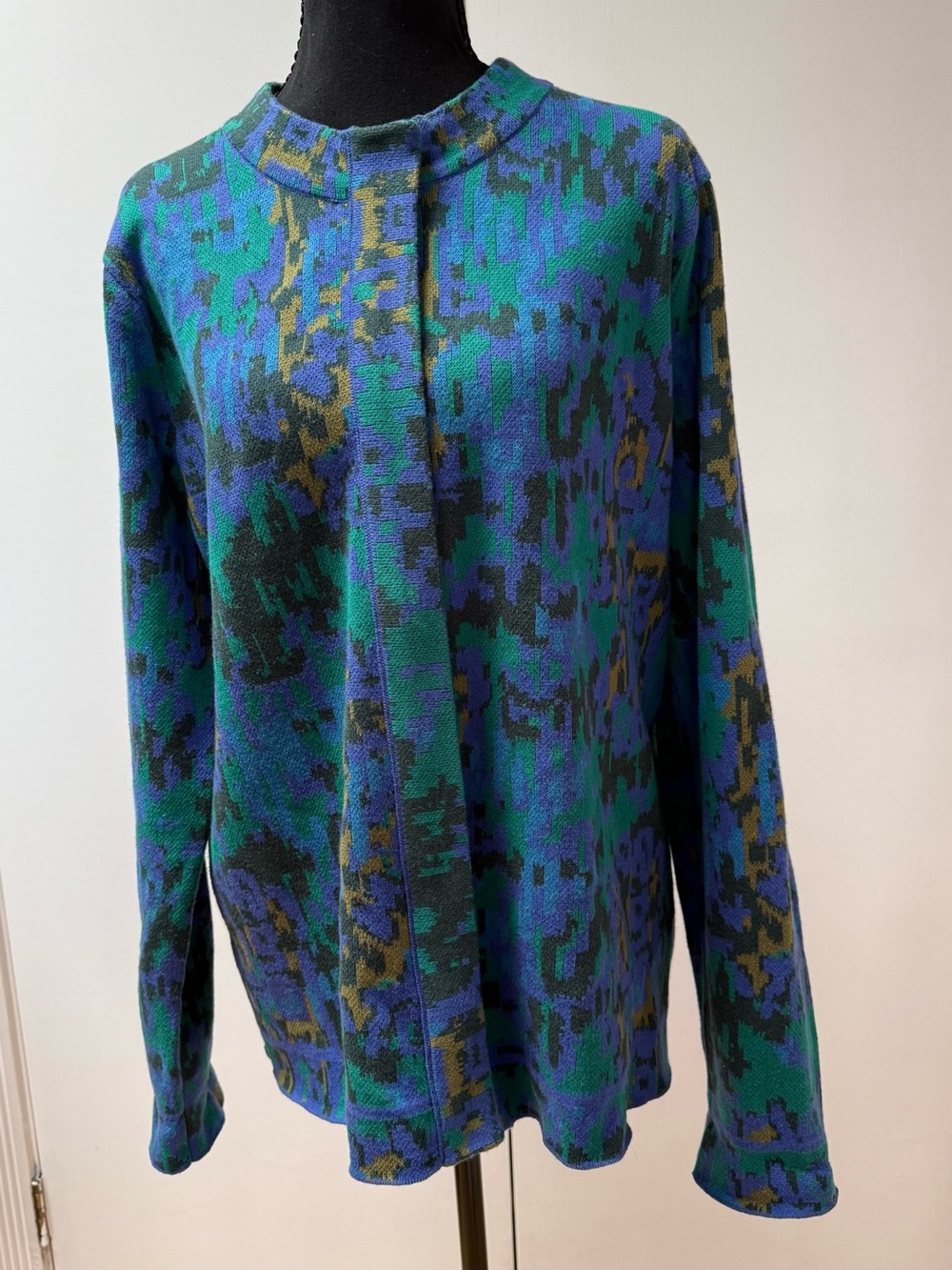 Isaac Mizrahi Live! Teal, Blue & Green Zip Front Knit Cardigan Size Large